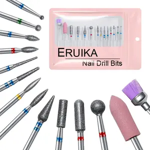 14pcs Nail Drill Bits Set Professional Rotary Burrs Diamond Cuticle Remover Bits Kit 3/32" Electric Manicure Nail File Bit for Acrylic Gel Nails Cuticle Manicure