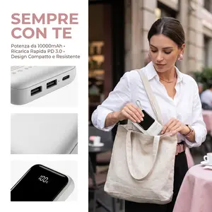 10000mAh Portable Power Bank with Built-in 3 Cables, 22.5W PD Fast Charging Digital Display External Battery Pack, Mini Lightweight Travel Charger for iPhone Android Phone