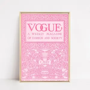 VINTAGE Vogue Magazine Cover Print, Antique Art Print, Modern Pink Art, Vintage Vogue Wall Art