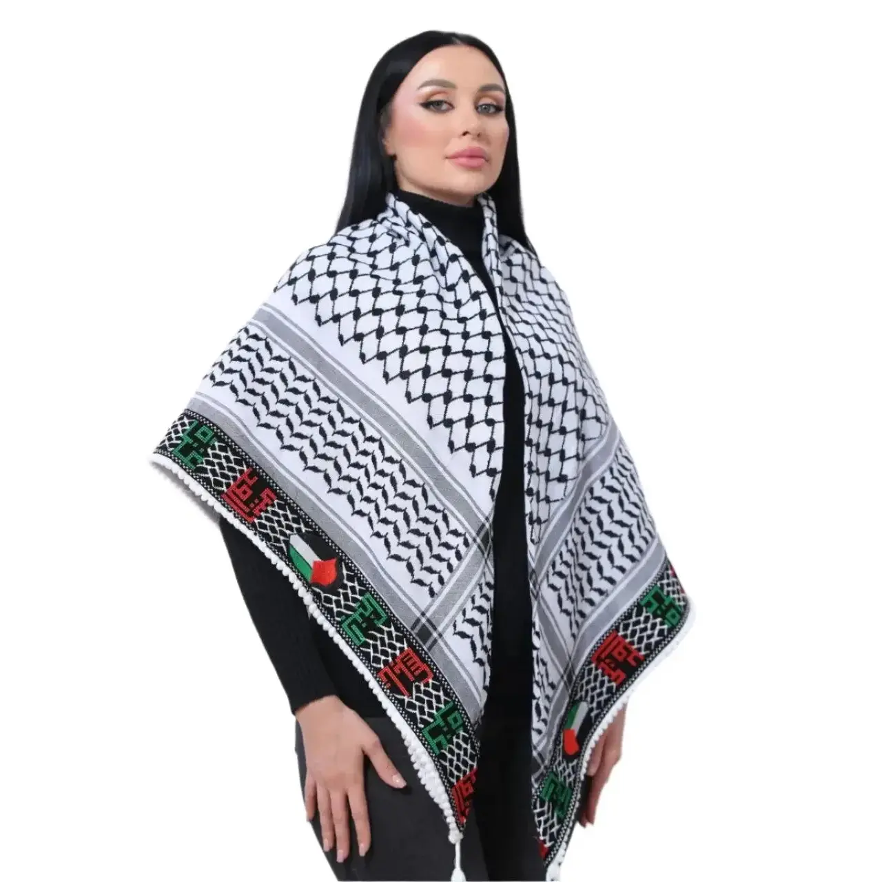 Embroidered Kuffiyeh with Cities of Palestine: Cultural Heritage and Style