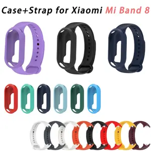 For Mi Band 9 8 Silicone Band Strap+Protective Case Smart Watch Wristband Fitness Bracelet Replacement Accessories