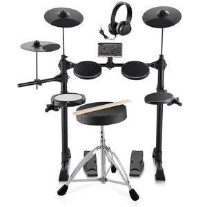 Electric Drum Set Electronic Drum Kit with 150 Built-In Sounds for Beginners and Adults, Full-Size Practice Kit with Stereo Output, USB MIDI, Headphone Jack, Adjustable Pads, Dual Foot Pedal, Metronome, Recording Modes