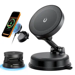 Magnetic Car Phone Holder, 360° Adjustable Dashboard & Windshield Mount, Strong Suction Cell Phone Car Mount Compatible with iPhone 17 - 12 Series