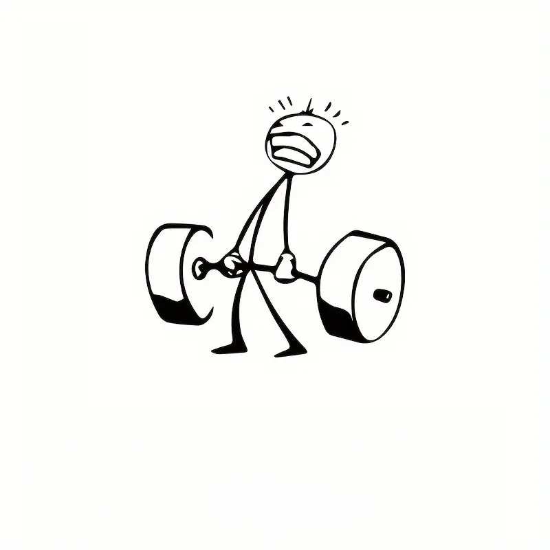 1PC Relaxed Humorous Funny Fitness Stickman Logo Decor Sticker For Fitness Items, Sports Peripherals, Daily Objects Exaggerated stickman lifting barbell themed decor Fill with humorous contrast vibe for fitness enthusiasts Enhance funny fitness style