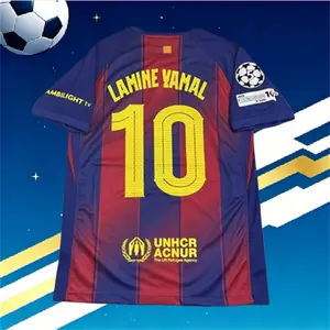 2025 2026 Home Red Blue Yamal 10 Short sleeve Soccer jersey