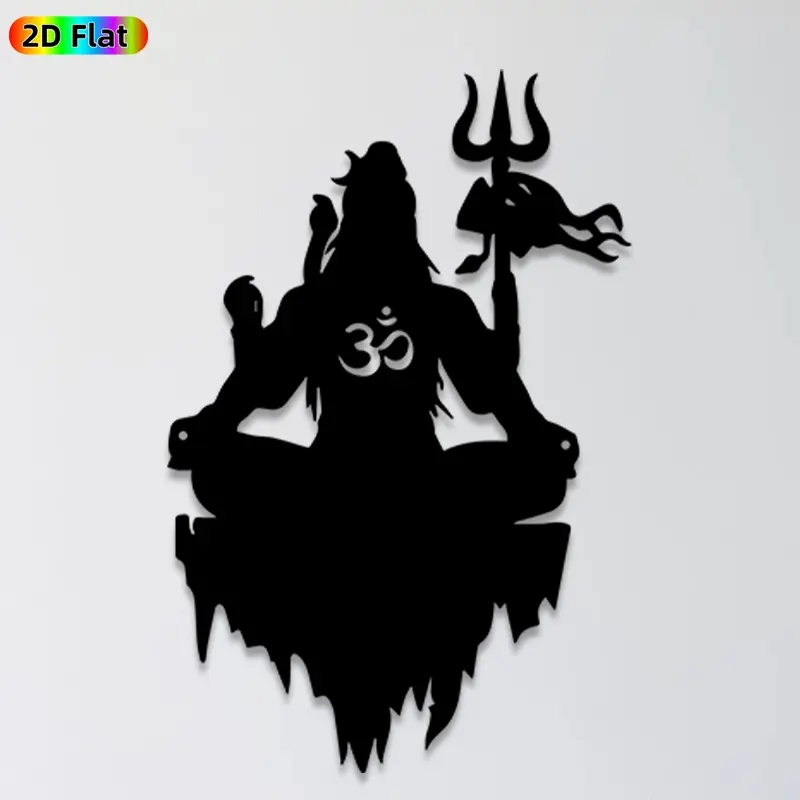 1pc Shiva Metal Wall Art, Serene Shiva Statue Mural, Ideal Gift for Diwali, New Year, Hindu Culture Enthusiasts, Weather-Resistant Metal Wall Decor Wall Sculptures, Perfect for Temple Wall & Garden Fence, Spiritual Home Decor