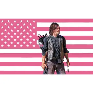 [Best Gift]custom 90X150CM 3X5FT Norman Reeduss Flag Daryl Dixo Flag Pink American Flag The Walking Dead Poster Wall Hanging Tapestry Room Decor