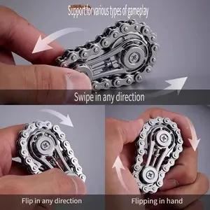 Zinc Alloy Gear Fidget Spinner - Bicycle Chain Toy /Golden/ - 3D Printed Design - Durable Metal Construction with Metallic Finish - No Battery Needed Portable Relax Gadget for Desk & Travel - Creative Thinking Aid - Sleek Metallic Finish - Desk Toy