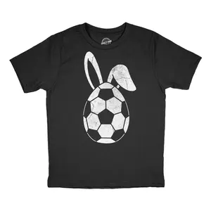Youth Funny T Shirts Soccer Easter Egg Sarcastic Easter Sunday Tee For Kids Funny T Shirts Easter Tops for Kid Funny Soccer Short Sleeve Novelty Tees for Kids Black -