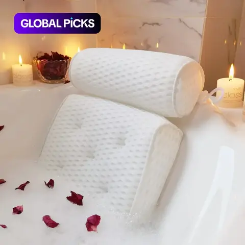 Bathtub Breathable Cooling Mesh Pillow, 1 Count Adjustable Design Non-Slip Bathtub Neck, Back & Relaxation Pillow with Suction Cup, Home Bathtub Accessories, Bathroom Accessories for Summer, Personal Bathing Accessories #GLOBAL PICKS