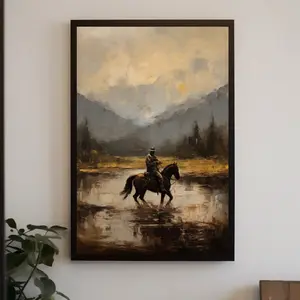 Western Cowboy Painting | Vintage Wall Art | Mid Century Decor | Cowboy  | Antique | Poster No Frame  Photo Hanging Artistic Ornaments