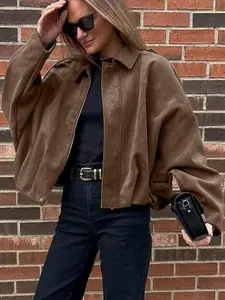 Women's New Aviator Jacket, Casual Zip Up Winter Jacket, Oversized Pilot Jacket Cropped Fit, 2025 Streetwear Short Jacket for Women, Womenswear
