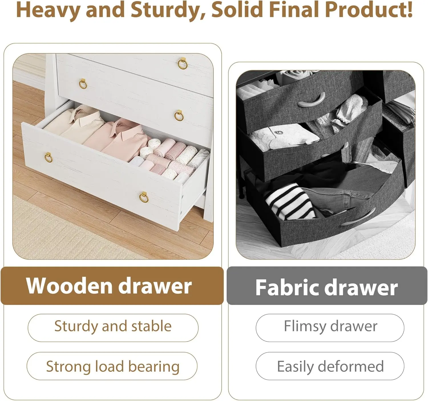 Unfinished White Three Drawer Three Tier Bohemian Modern Dresser For Bedroom Living Room And Nursery Storage, Clothing Storage Cabinet, Storage Design Furniture