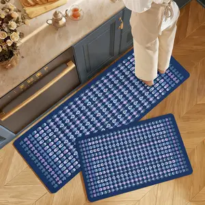 Vintage Block Print Kitchen Runner Set - Non-Woven Non-Slip Vintage Printed Rugs for Cottagecore Home Kitchen Decor