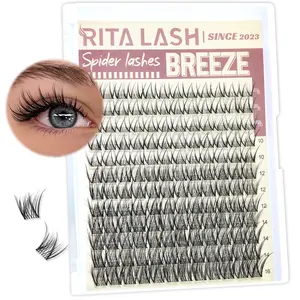 RITALASH 144PCS Wispy Spider Lash Clusters, Natural Breeze Eyelash Clusters D Curly Lashes Cluster 8-16mm Spider Cluster Eyelash Extensions Reusable Venus Individual Lashes for Beginners DIY at Home