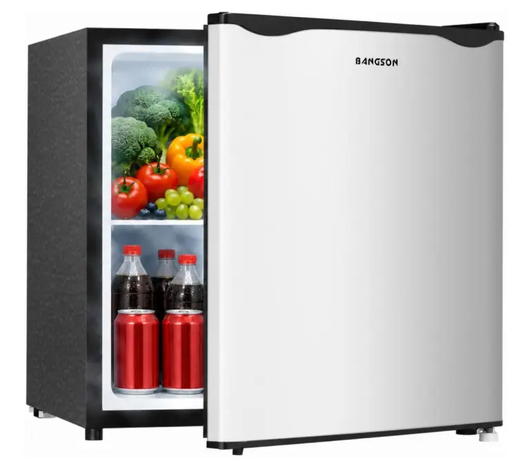 BANGSON Upgraded 1.7 Cu.ft Compact Mini Fridge with Freezer - 0.5kwh Energy Saving, Low Noise, Fast Cooling, Adjustable Feet, Moving Rolls - Fits Tight Spaces for Bedroom, Office Apartment Users - Gift Idea