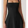 QINSEN Womens Square Neck Tennis Dress Sleeveless Built in Shorts Golf Athletic Dress with Pockets
