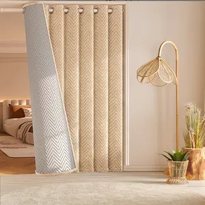 Luxury French Style Thermal Curtains, Winter Thickened Windproof Blackout Drapes for Bedroom Living Room Balcony, Warm Home Decor, Thermal Insulated Curtain