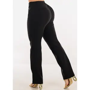 Push Up Super High Waist Stretch Bootcut Dress Pants Black