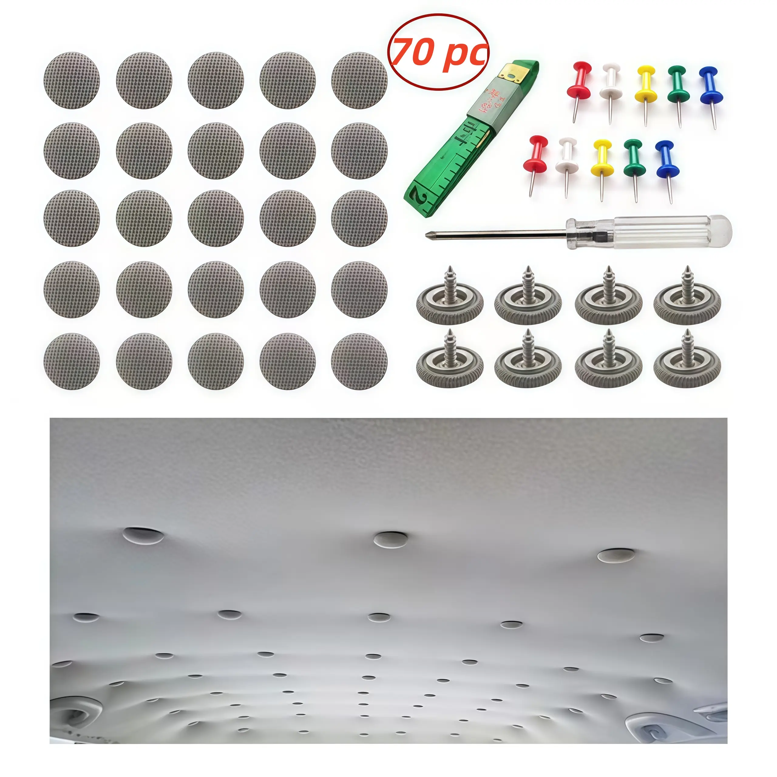 Automotive Car Roof Headliner Repair Button Pins Kit, Universal Auto Roof Snap Rivets Retainer for Car Roof Fixed, with Installation Tool, Fit All Cars, Black Friday fathersdaygift-MM1