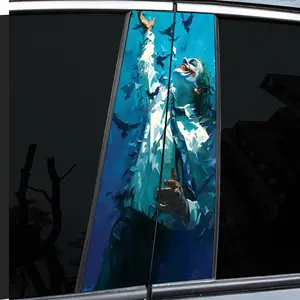 2 very good-looking and interesting car middle pillar stickers, with personalized creativity, B pillar protective film, clown brother creative pattern car sticker sticker, suitable for cars