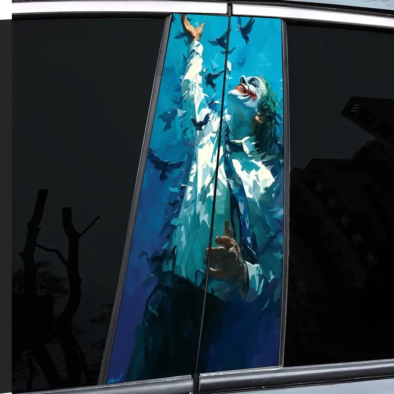 2 very good-looking and interesting car middle pillar stickers, with personalized creativity, B pillar protective film, clown brother creative pattern car sticker sticker, suitable for cars, Car Decal, Automotive Decals