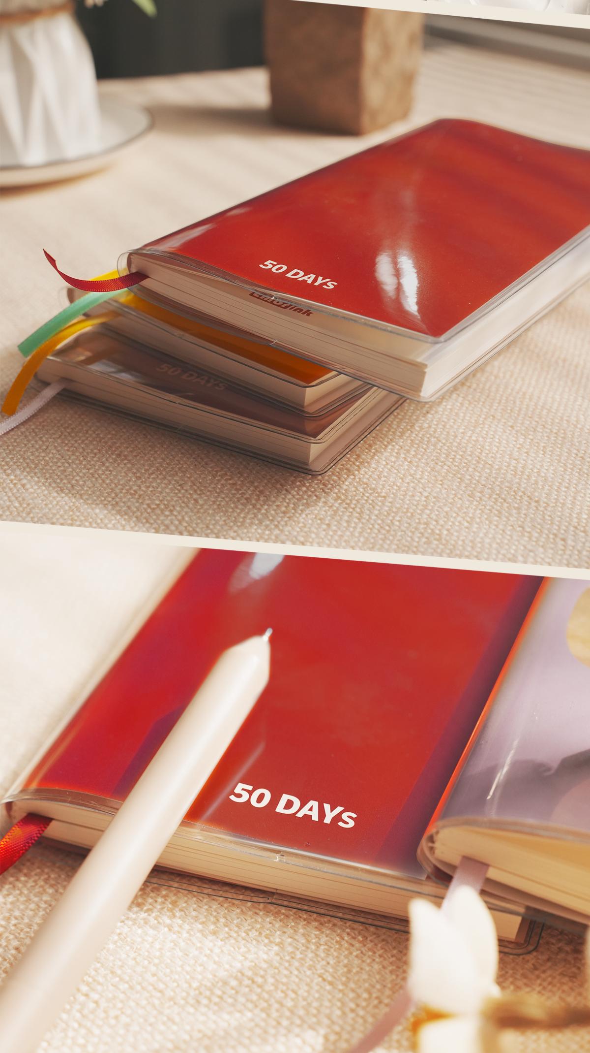 50-Day Diary Habit Tracker Goal Planner Daily Journal Self Improvement Notebook Productivity Journal Wellness Planner Mindset Journal Portable A6 Memo Book 50 Days Challenge Journal with Daily Plan Pages Ribbon Bookmark and 720 Stickers Gift Set