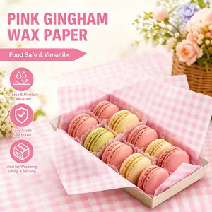 300Pcs Pink Gingham Waxed Deli Paper Sheets – 7x7 Inch Waterproof Food Wrapping Paper, Disposable Basket Liners for Sandwiches, Burgers, Memorial Day, BBQ, Picnic & Holiday Party Treats – Cute Aesthetic TikTok Viral Kitchen Essential