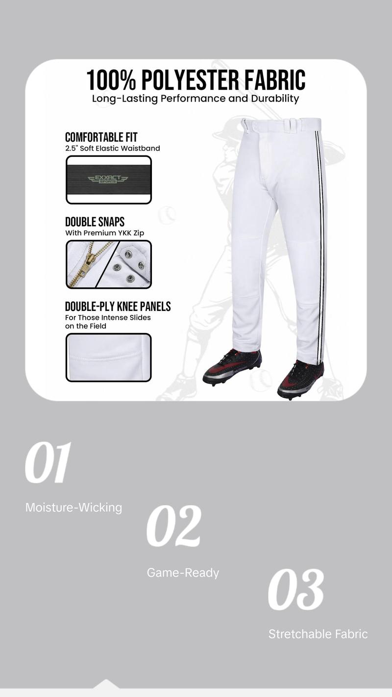Exxact Sports Proline Full Length Youth Baseball Pants with Stripes (White)