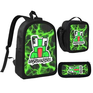 Unspeakable Backpack With Lunch Box Pencil Case 3 In 1 For Boy Girl Teen Schoolbag Lightweight Large Capacity 600D Oxford Cloth Adjustable Straps Comfortable Mesh Back Cushioning backpack goals