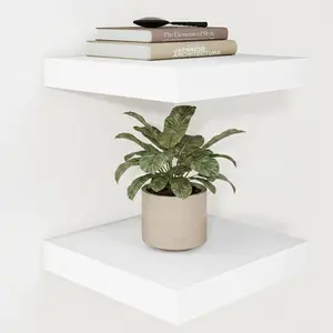 24/36/48/12 Inch Floating Shelves for Wall, 12 Deep Shelves for Room Wall Mounted, 2" Thick Floating Shelf for Living Room Bedroom Bathroom Kitchen Laundry Room, Set of 2 White
