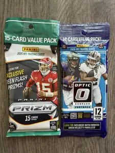 2025 Football Panini Prizm 15 Card Pack & 12 Football Card Optic Pack Bundle, 1 of each Pack !
