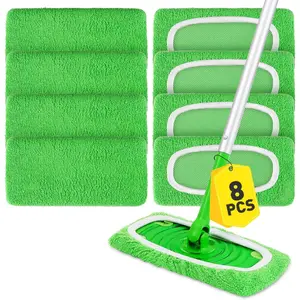 8Pcs Reusable Microfiber Mop Pads Compatible with Swiffer Sweeper,Replacement Dry Sweeping Cloths & Wet Mopping Pads Refills,Washable Mop Pads for Multi-Surface Floor Cleaning