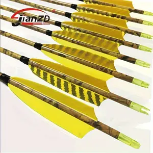 Archery 30" 500 Spine Carbon Hunting Arrows Turkey Feather for Compound Recurve Bow Longbow Practice Target Camo Arrow Pack of 12PCS