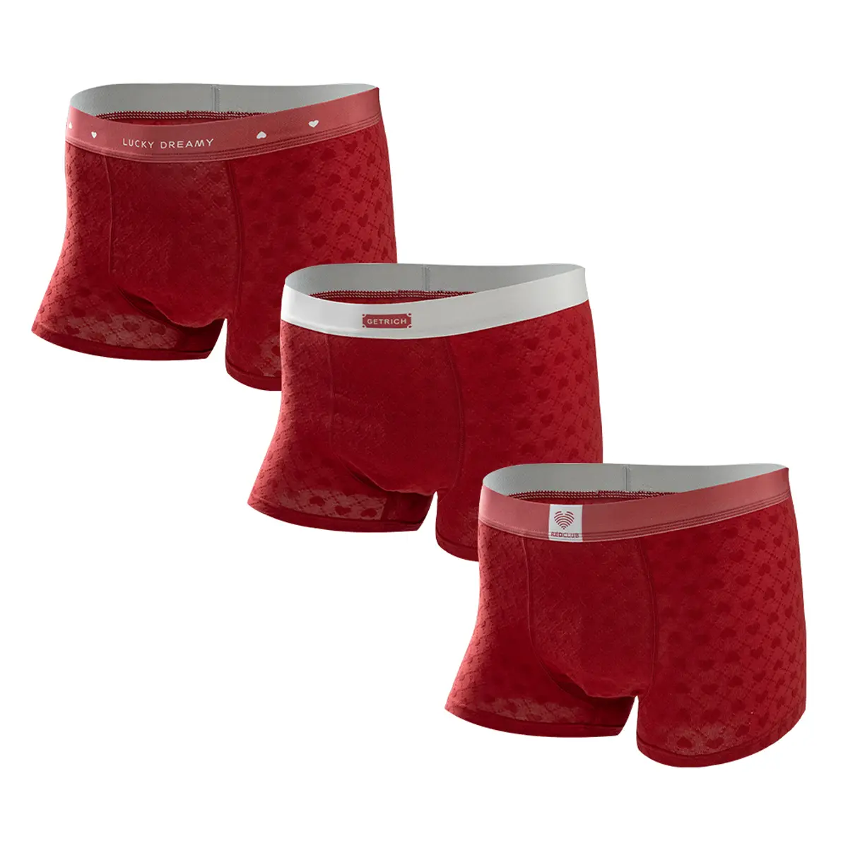 Men's Red Heart Jacquard Boxer Briefs Premium Cotton Comfort Breathable Design for All Day Wear