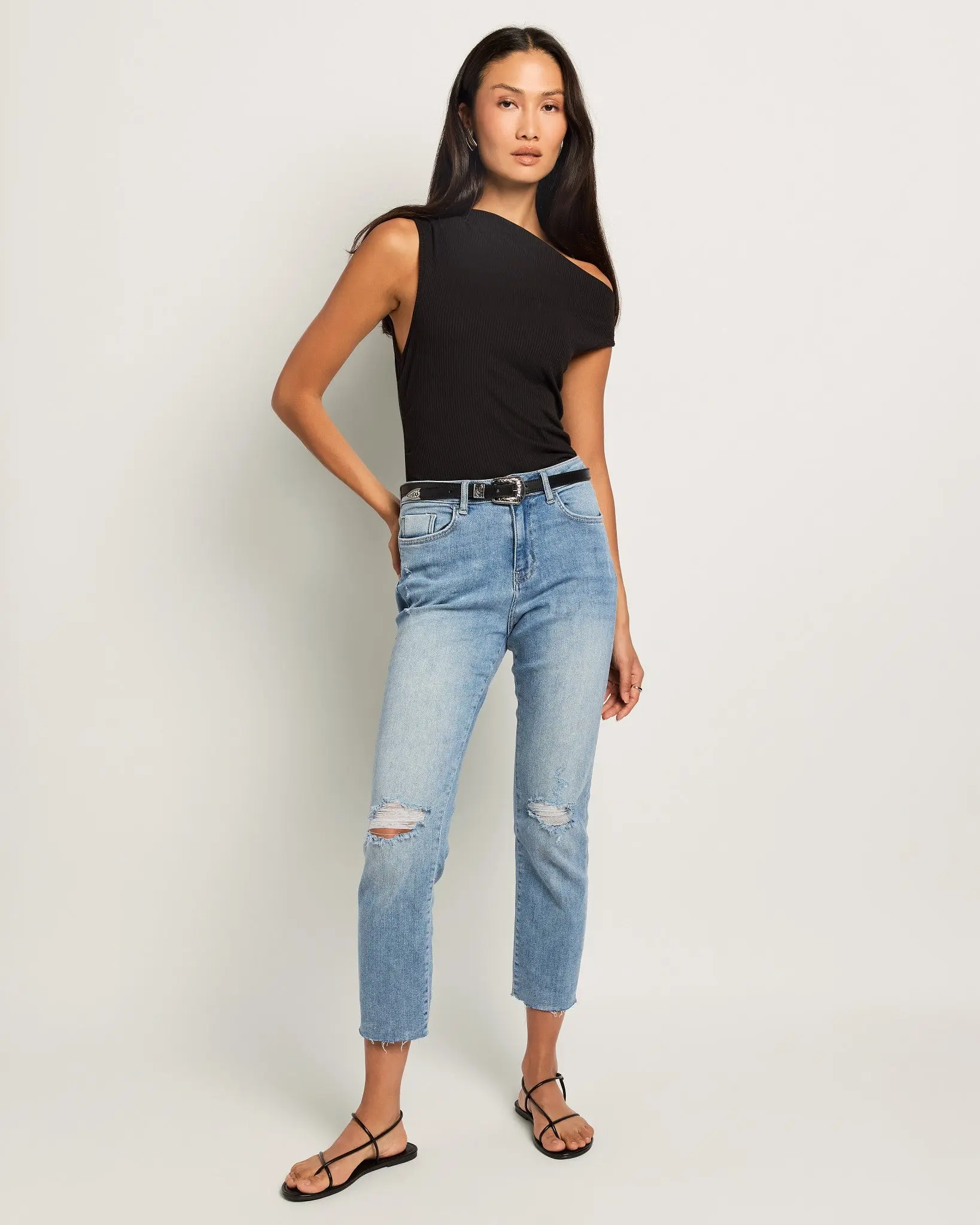 High Rise Crop Straight Leg Jean