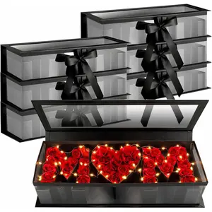 6 count Mother's Day  Empty Mom Fillable Flower  Boxes Cardboard Heart Shaped Letter Boxes with Clear Window for Mother Grandma Stepmother(Black,Mom)