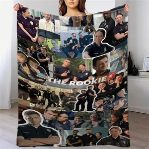 A ROOKIE printed flannel blanket, machine washable and suitable for all seasons, suitable for sofa, bed, travel, camping or office supplies