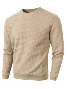 New men's fall outfits  autumn and winter waffle knit Crewneck sweater, a slim street-style top, made of comfortable fabric. Warm long-sleeved pullover. Suitable for casual wear and layering. Men's pullover hoodie- fall clothes  mens clothes sweater