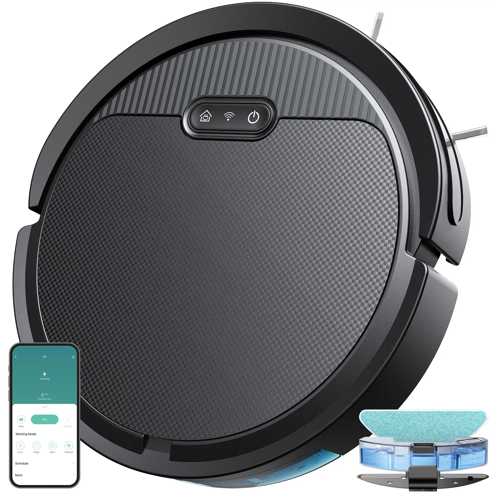 Robot Vacuum and Mop , 5000Pa Strong Suction, Self-Charging, Voice Control, Vacuum Cleaner with Set Scheduled Cleaning, ldeal for Hard Foor low pile carpet