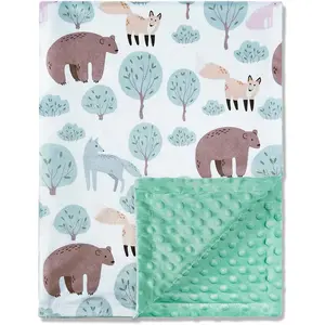 Blankets for Boys Neutral,Super Soft  Minky Blanket Unisex,  Gifts Double Layer with Dotted Backing,  Blanket for  (Bear, 30 * 40inch)