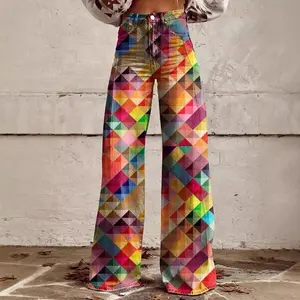 2025 women's wide leg pants, thin jeans, flared pants, plus size women's bottom pocket casual sports pants