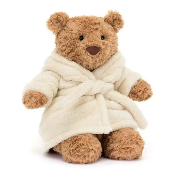 Jellycat Bartholomew Bear in Bathrobe Plush with Gift Bag - Soft Stuffed Teddy Bear, Cute Cozy Gift for Kids & Collectors