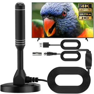 2026 Latest HD TV Antenna, Long Distance 80 Miles, Supports 4K 1080P, Smart Indoor TV Antenna with Signal Booster, Magnetic Base, 10ft Coaxial Cable