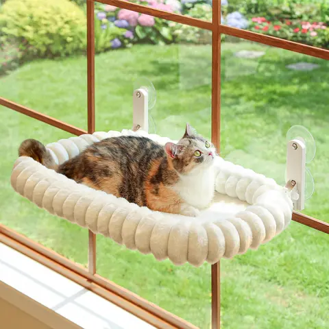 Zakkart SnugCloud Foldable Cat Window Perch - Curtain-Friendly Hammock Bed, Cordless, Ultra Soft Machine Washable Bed, Metal Frame, Support up to 40 lbs