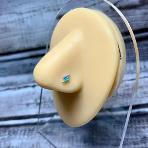 Turquoise Lighting Bolt L Shaped Nose Ring