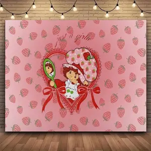 Cartoon S-Strawberry Cute S-Shortcake Tapestry Print Large Tapestry Wall Hanging Wall Tapestry  Decor Living Room Bedroom Home