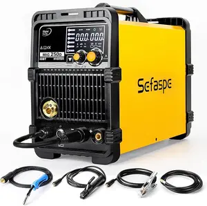 Labor Day Sale Welding Machines 250A MIG Welder 6 in 1 Gas MIG/Gasless Flux Core/Spool Gun/Lift TIG/Stick 220V MIG Welder with LED Digital Display Multi-process Aluminum Welding Machine work equipment welding tools multifunction upgraded welder machine