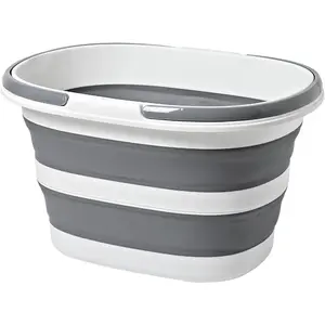 Large Collapsible Bucket 4.2 Gallon (16L) for House Cleaning, Camping and More - Space Saving, Multiuse Water Bucket for Cleaning Mop - Lightweight and Portable (Grey-1)