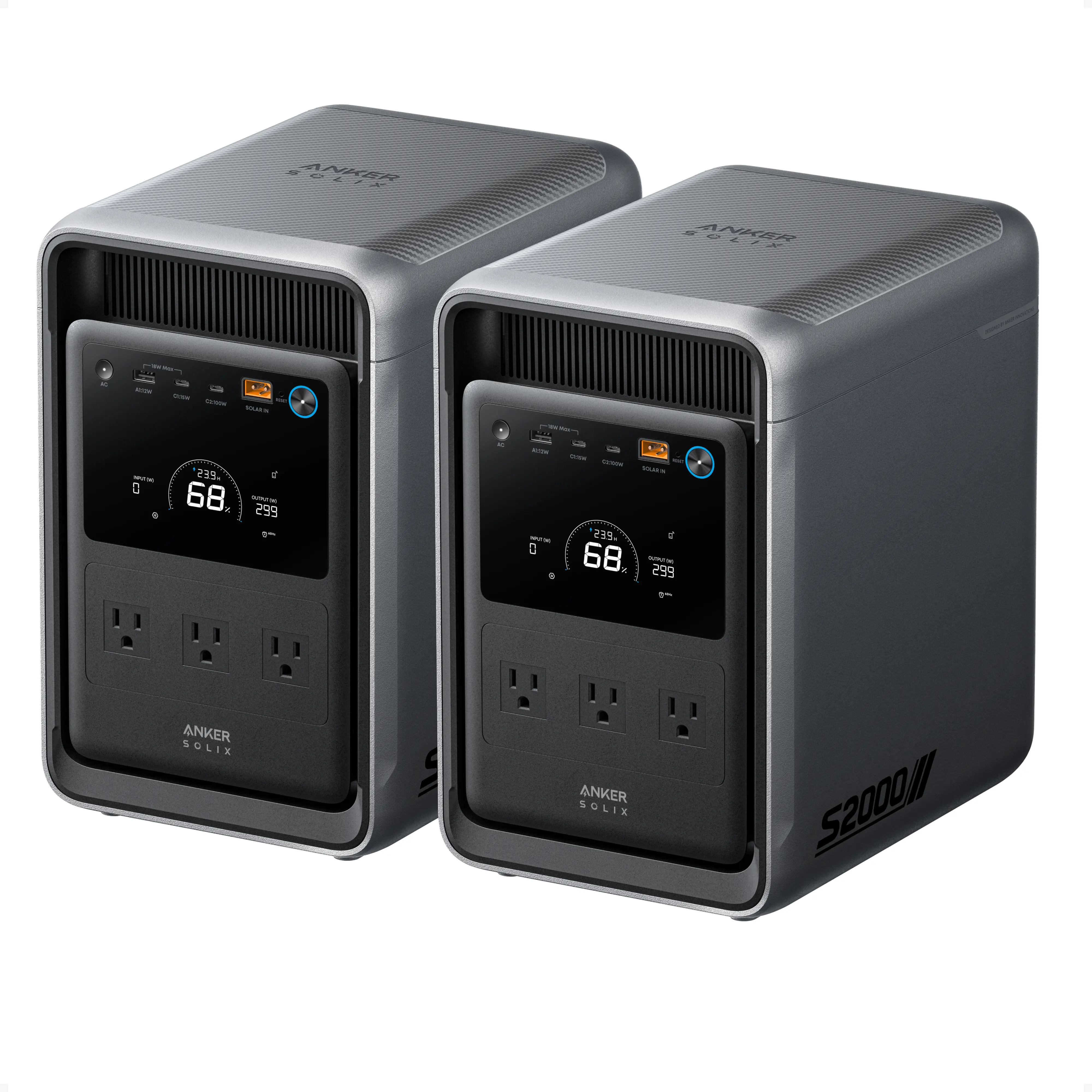 2× ANKER SOLIX S2000 Portable Power Station